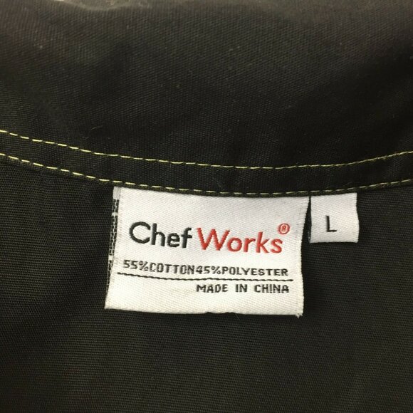 Chef Works Mens Black Button Up Shirt Black Green Chest Pocket Size L Lg Large - Picture 7 of 7